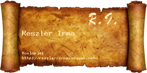 Reszler Irma névjegykártya