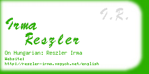 irma reszler business card